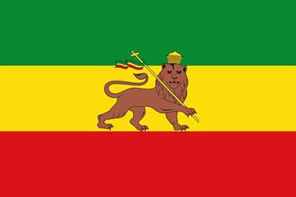 Drapeau de l'étiopie avec lion Rasta