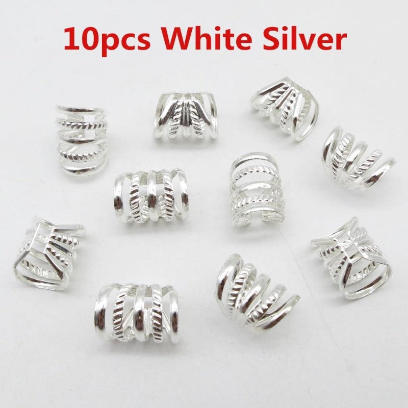 Bijou dreadlocks metal blanc 10 pcs | Rasta Lion