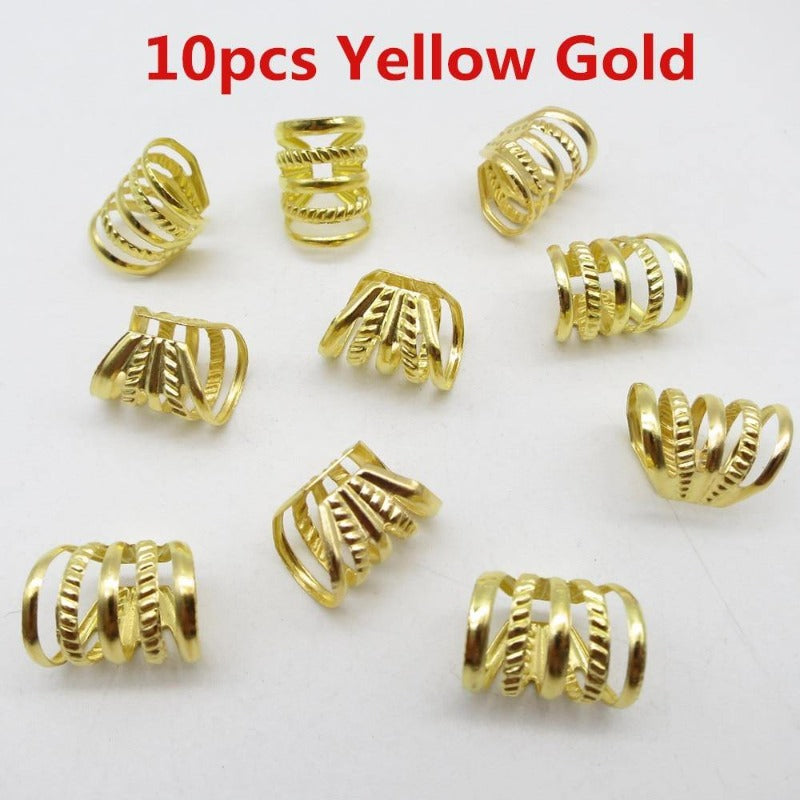 Bijou dreadlocks metal jaune lot de 10 | Rasta Lion