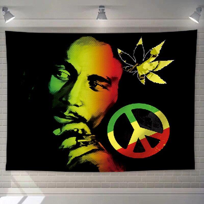 Tenture Rastafari citation peace and love Bob Marley | Rasta Lion