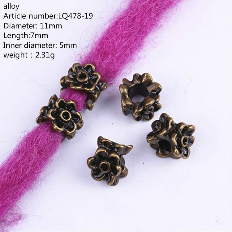 Bijoux dreadlocks 5 Pcs fleur en bronze 3 | Rasta Lion
