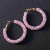 Boucles d'oreilles créole Rasta strass rose et blanc | Rasta Lion