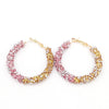 Boucle d'oreille créole Rasta strass jaune et rose | Rasta Lion