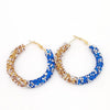 Boucles d'oreilles créole Rasta bicolore jaune et bleu| Rasta Lion