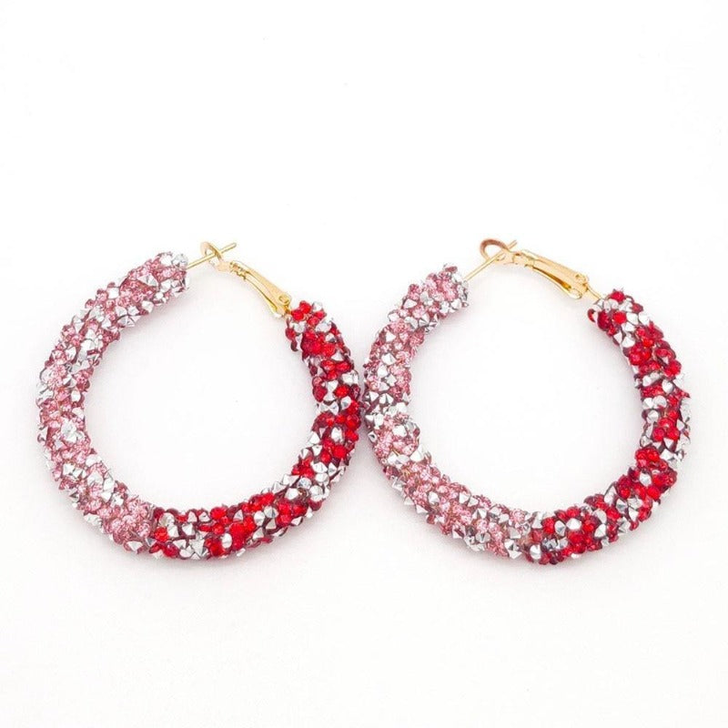 Boucles d'oreilles créoles Rasta rose et rouge | Rasta Lion