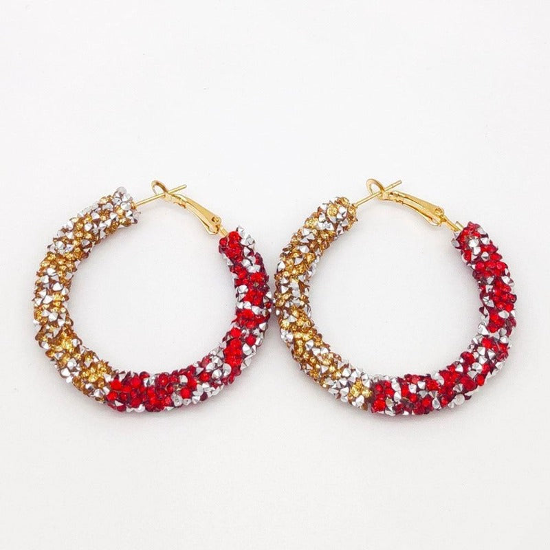 Boucles d'oreilles créoles Rasta dorée et rouge| Rasta Lion