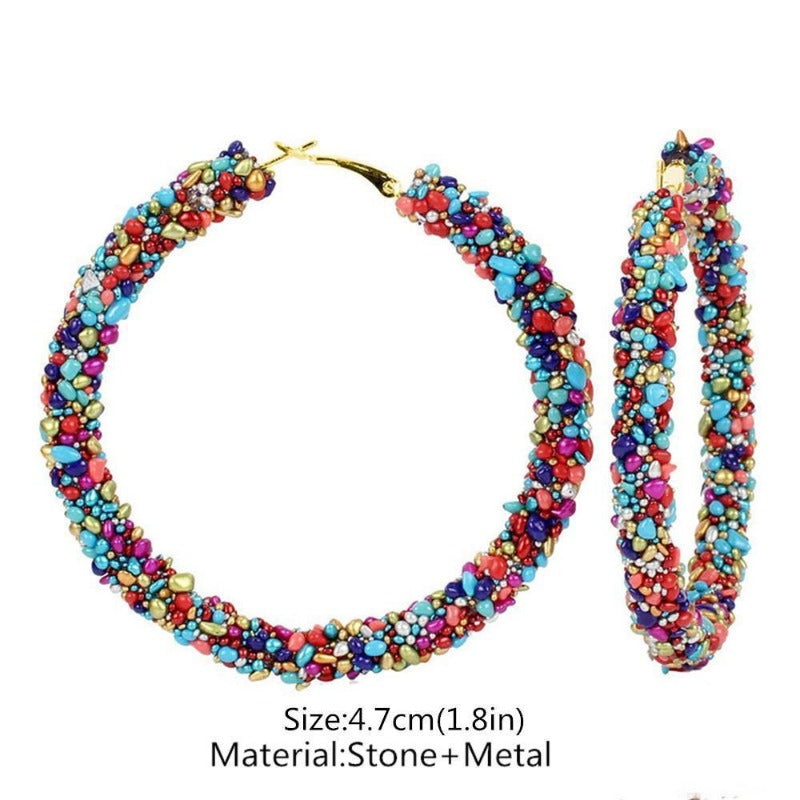 Boucle d'oreille créole multi-color Rasta avec dimentions | Rasta Lion