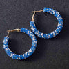 Boucle d'oreille créole Rasta strass bleu et blanc | Rasta Lion
