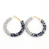 Boucles d'oreilles créoles Rasta bicolore noire et blanc | Rasta Lion