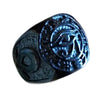 Bague Œil d'Horus et Croix d'Ankh en acier noir tungsten | Rasta-Lion