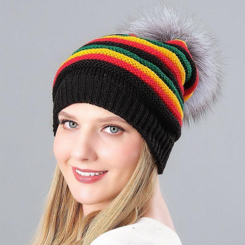 Bonnet Rasta avec Pompon gris | Rasta-Lion
