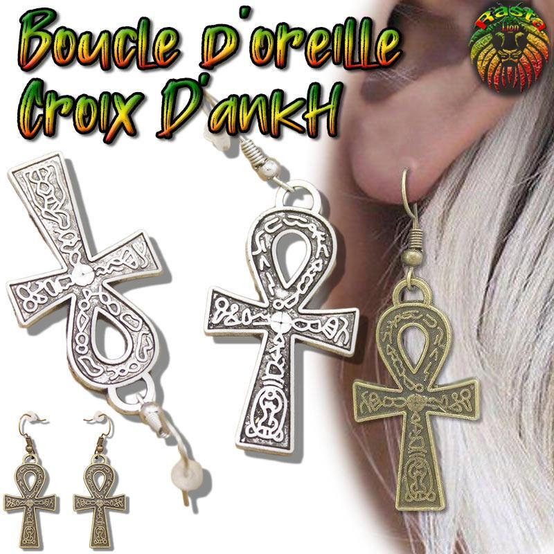Boucle d'Oreille Croix Rasta | Rasta-Lion