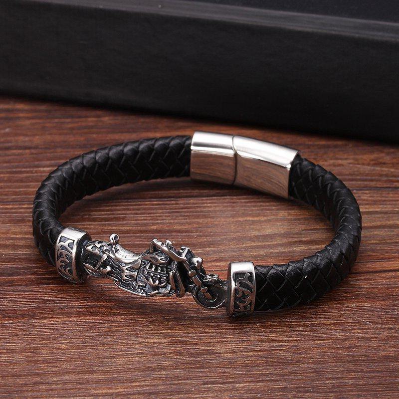 Bracelet Lion Cuir Biker | Rasta-Lion