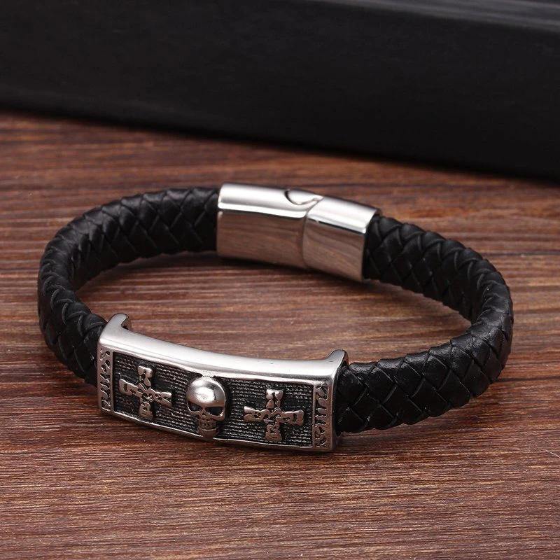 Bracelet Lion Cuir croix de Malte | Rasta-Lion