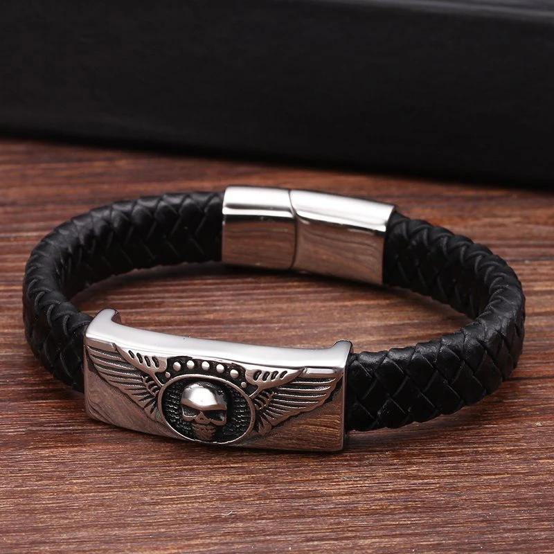 Bracelet Lion Cuir tête de mort | Rasta-Lion