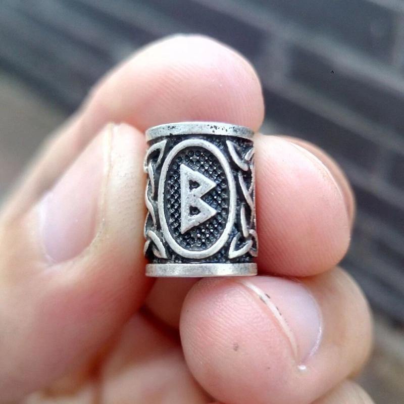 Perles Cheveux Viking Rune Berkano Argent | Rasta Lion