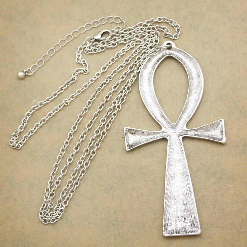 Collier Croix D'ankh XL argent vu de dos | Rasta-Lion™