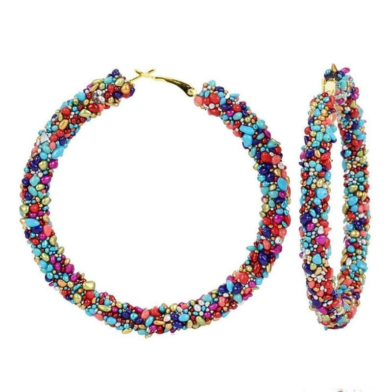 Boucle d'oreille créole Rasta multi-color | Rasta Lion