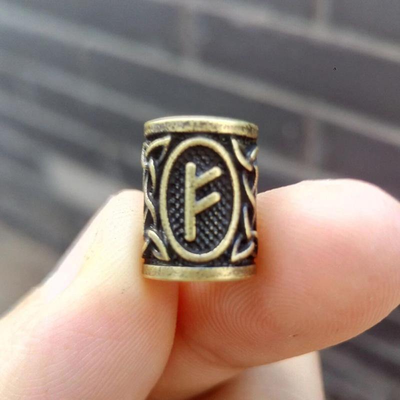 Perles Cheveux Viking Rune Fehu Bronze | Rasta Lion