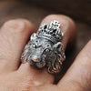 bague animaux lion avec courone | Rasta Lion