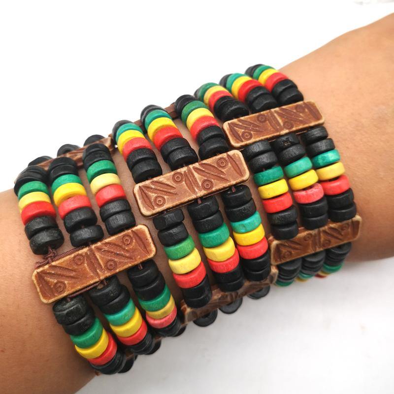 Bracelet Rasta en perle de bois | Rasta-Lion