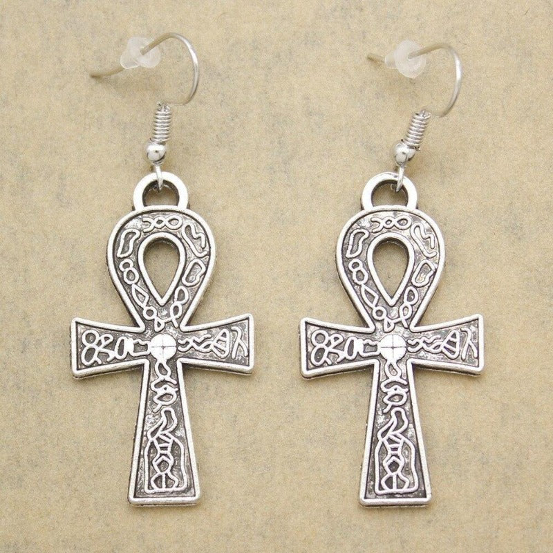 Boucles d'oreilles Croix Ankh ou croix du nil | Rasta-Lion™