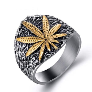 Bague Feuille de chanvre sur fond blanc | Rasta-Lion