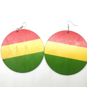 Boucle d'oreille rasta <br> Créole bois.