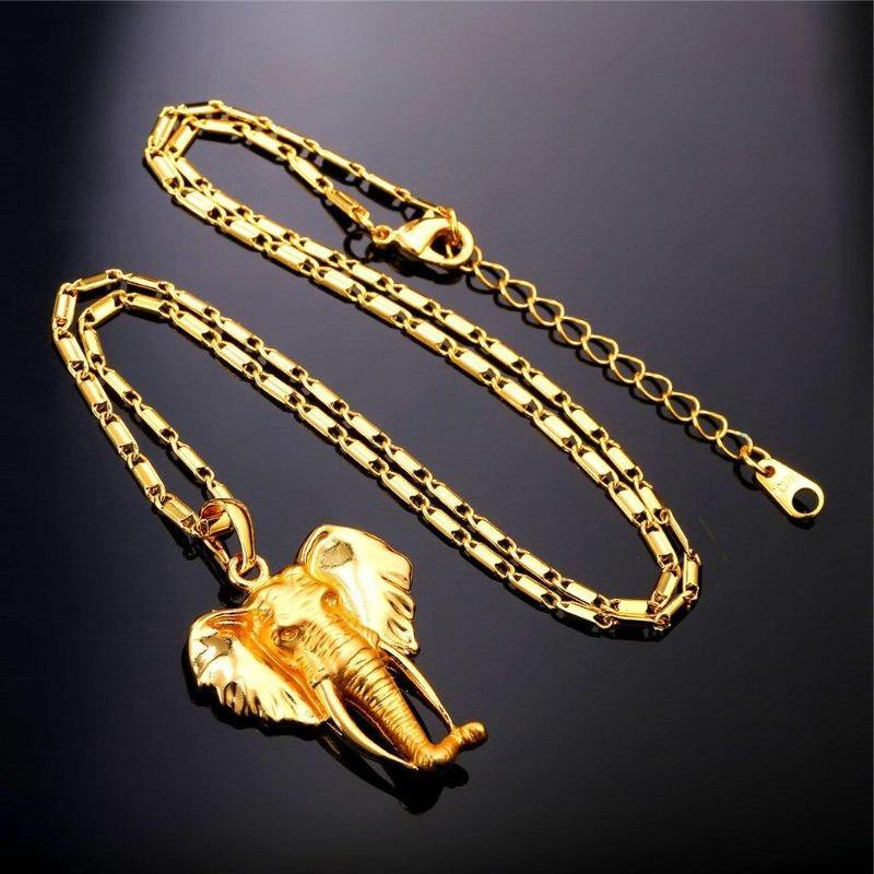 Pendentif Tête d'Éléphant avec chaine ajustabale en longeur | Rasta-Lion