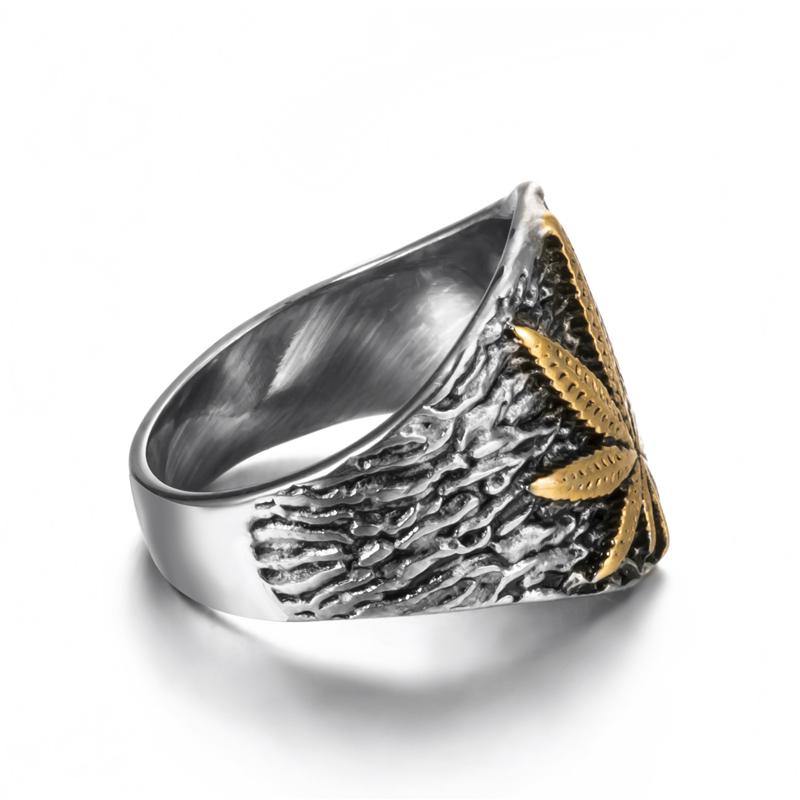 Bague Feuille de chanvre de coté | Rasta-Lion