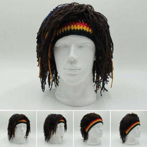 Bonnet Rasta avec Dreadlocks vue de face et profil | Rasta-Lion