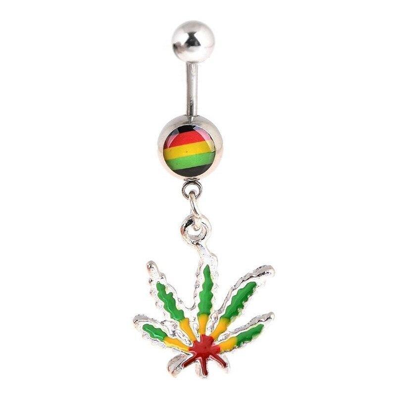 Piercing Rasta Feuille 316L Stainless Steel Maple Leaf Dangle Belly Navel Ring Weed Bar Button Women Sexy Body Piercing Jewelry | Rasta-Lion™ : Magasin Rasta en Ligne