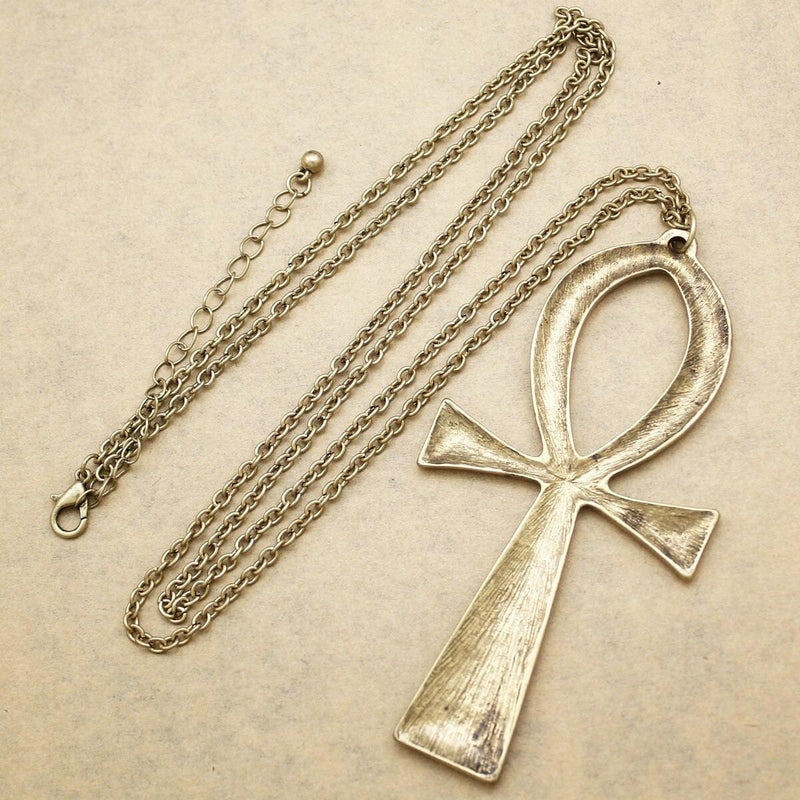 Collier Croix D'ankh XL or vue de dos | Rasta-Lion™