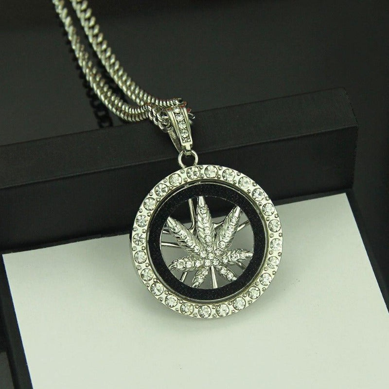 Collier Rastaman bling-bling feuille de chanvre | Rasta-Lion
