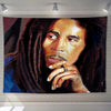 Tenture Rastafari Bob marley avec sa baque Lion de juda | Rasta Lion