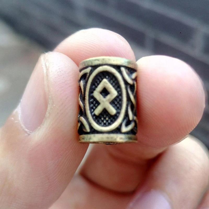 Perles Cheveux Viking Rune Othala Bronze | Rasta Lion