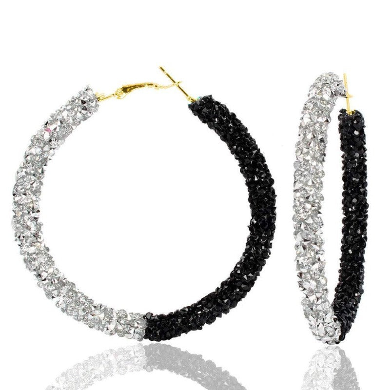 Boucle d'oreille créole Rasta blanche et noire | Rasta Lion