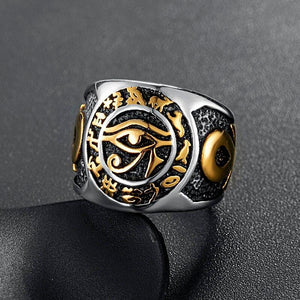 Bague Œil d'Horus et Croix d'Ankh | Rasta-Lion