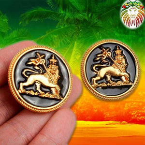 Boucles d'oreilles lion de juda emblème rastafari Haïlé Sélassié | Rasta Lion