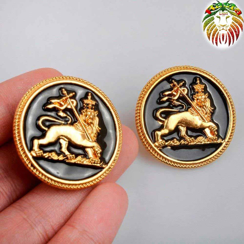 Boucles d'oreilles dorée lion de juda | Rasta-Lion.com