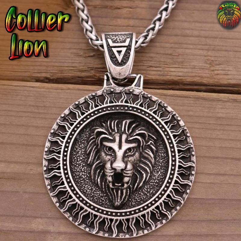 Collier pendentif Lion en Acier avec chaine | Rasta-Lion™ : Magasin Rasta en Ligne