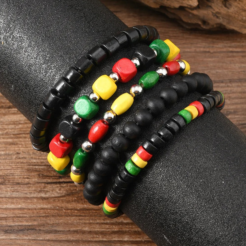 Bracelet Rasta <br> Perle (Pierres Naturelles).