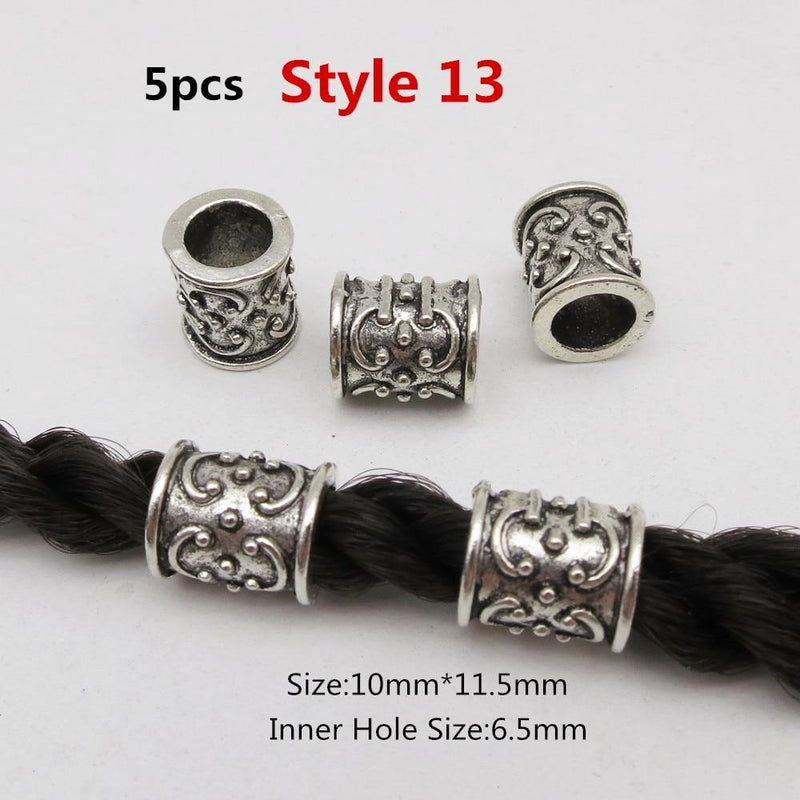 Tube dreadlocks 6.5 mm 5pcs                            Metal different styles viking hair braid dread beard dreadlock beads rings tube for women men accessories | Rasta-Lion™ : Magasin Rasta en Ligne