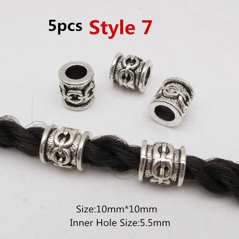 Tube dreadlocks 6.5 mm 5pcs                            Metal different styles viking hair braid dread beard dreadlock beads rings tube for women men accessories | Rasta-Lion™ : Magasin Rasta en Ligne
