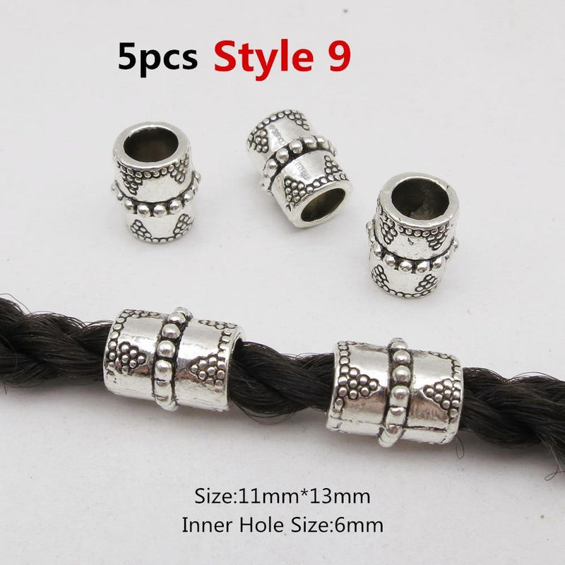 Tube dreadlocks 6.5 mm 5pcs                            Metal different styles viking hair braid dread beard dreadlock beads rings tube for women men accessories | Rasta-Lion™ : Magasin Rasta en Ligne