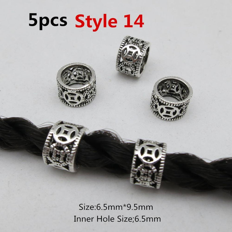 Tube dreadlocks 6.5 mm 5pcs                            Metal different styles viking hair braid dread beard dreadlock beads rings tube for women men accessories | Rasta-Lion™ : Magasin Rasta en Ligne