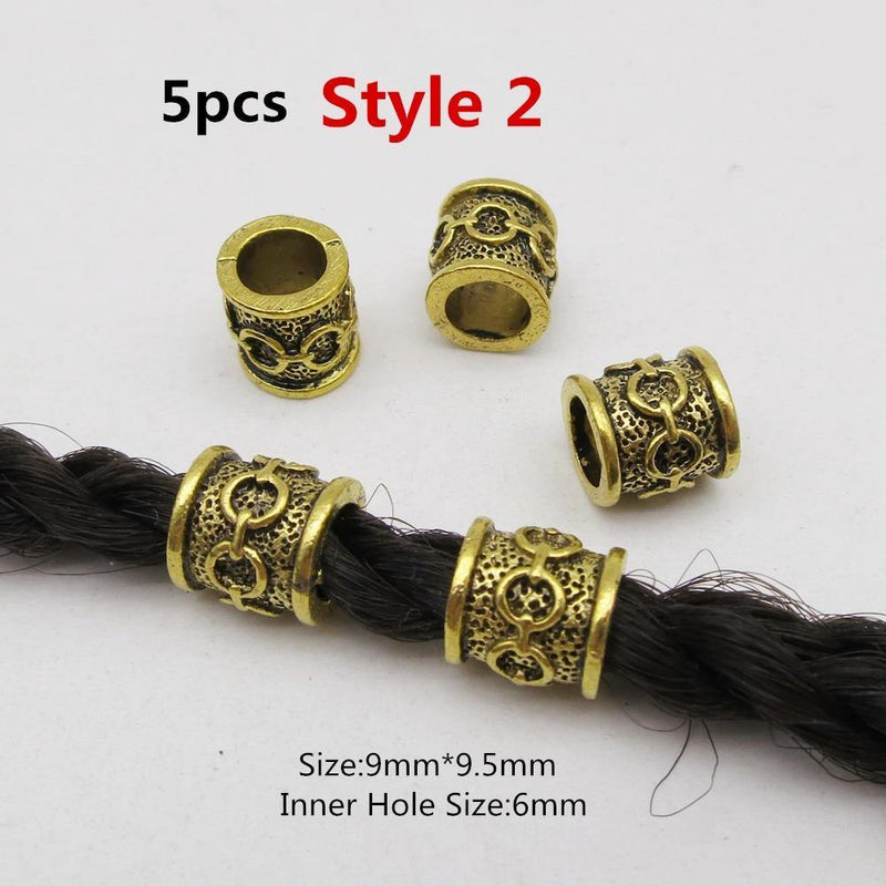Tube dreadlocks 6.5 mm 5pcs                            Metal different styles viking hair braid dread beard dreadlock beads rings tube for women men accessories | Rasta-Lion™ : Magasin Rasta en Ligne