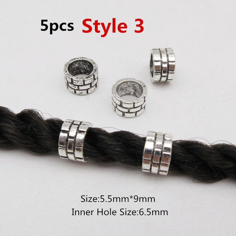 Tube dreadlocks 6.5 mm 5pcs                            Metal different styles viking hair braid dread beard dreadlock beads rings tube for women men accessories | Rasta-Lion™ : Magasin Rasta en Ligne