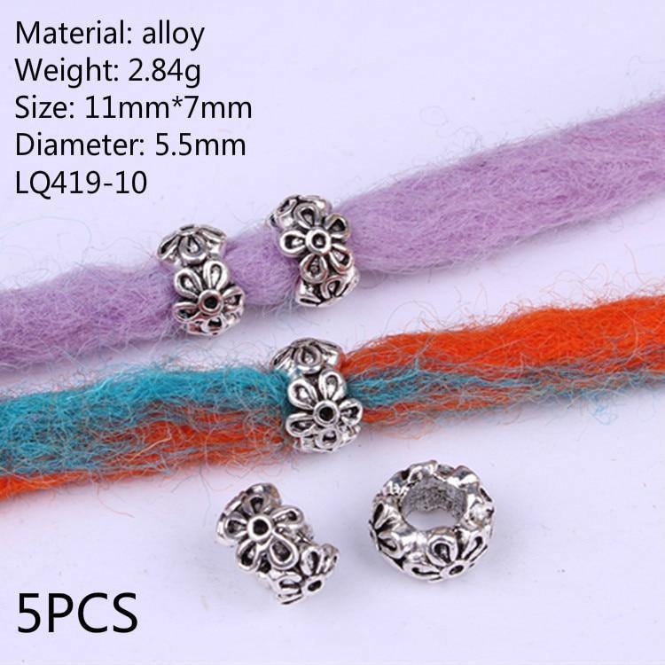 Bijoux dreadlocks 5 Pcs fleur argent  | Rasta Lion