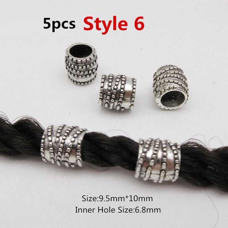 Tube dreadlocks 6.5 mm 5pcs                            Metal different styles viking hair braid dread beard dreadlock beads rings tube for women men accessories | Rasta-Lion™ : Magasin Rasta en Ligne
